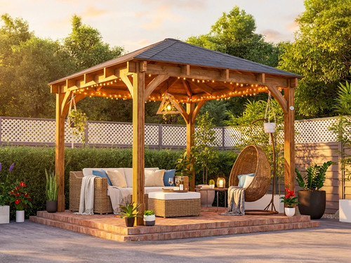 Wooden gazebo 3x3m - wooden,