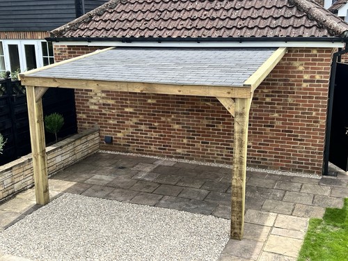 Wooden pergola with osb - with,