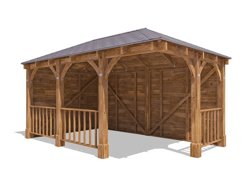 Corner gazebo 5x3m wooden - gazebo,