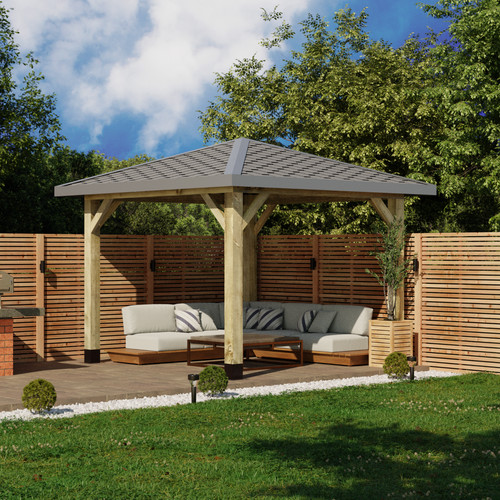 Wooden gazebo katepal - wooden, grey