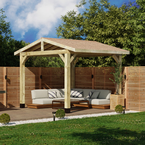 Wooden gazebo cedar shingles - wooden,