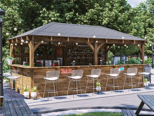 Wooden garden bar 6x3m outdoor - 6x3m,